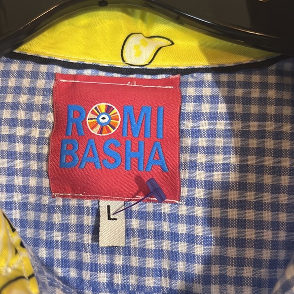 Romi Basha Lana Shirt Women’s Large Picnic Pattern Bandana Trim - Picture 3 of 11